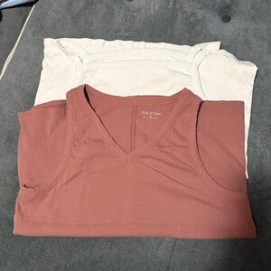 Maurices Mauve and White Tank Tops